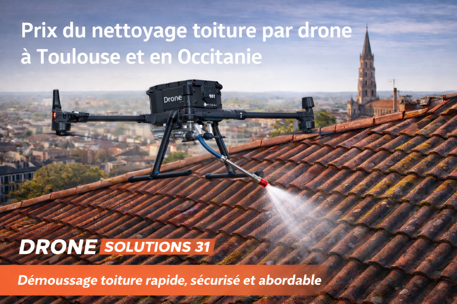 Nettoyage de toiture par drone à Toulouse – démoussage sécurisé par Drone Solutions 31